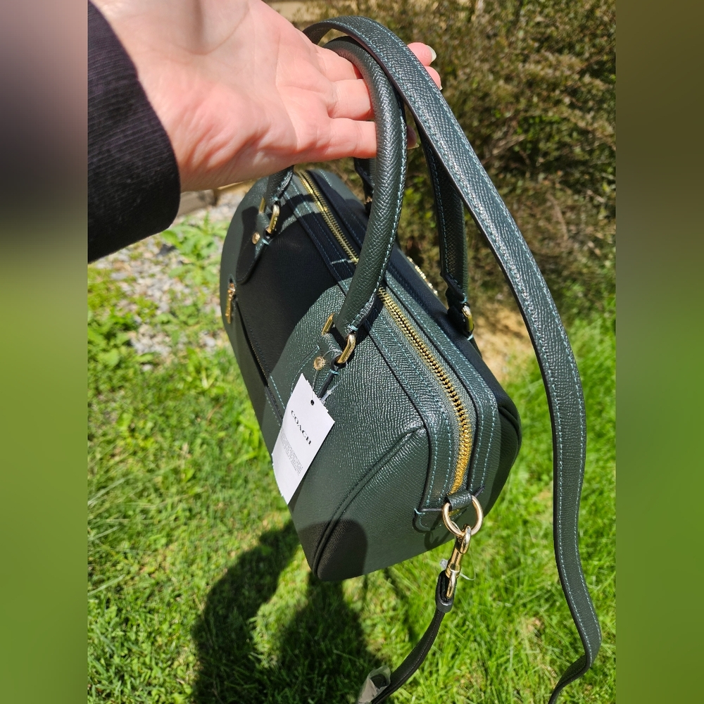 Coach Rowan Leather Satchel Bag Amazon Green NWT - Picture 9 of 10